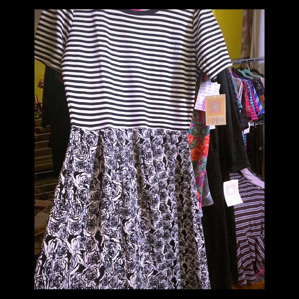 Lularoe L Floral and Stripes! Amelia